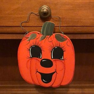 Hand Painted Happy Pumpkin Hanging Fall Decor